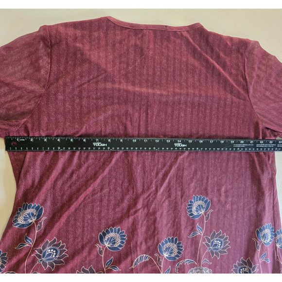 Timeson Blouse Women's 3XL Burgundy Floral Ruffle 3/4 Sleeve Round Neckline NWT - Picture 10 of 16